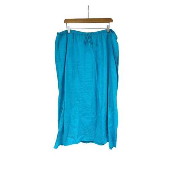 Liz Claiborne Bright Blue Pull On 100% Linen Embroidered Skirt Beach Womens 3XL - Picture 1 of 7